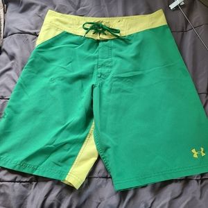 Under Armour green color block board shorts